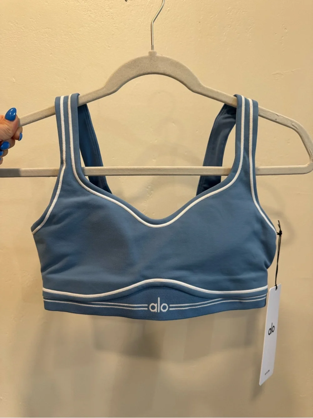 Alo Airbrush Heart Throb Bra - California Blue/White
